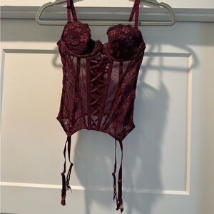 Victoria's Secret Lace Bustier in Wine XS NWOT